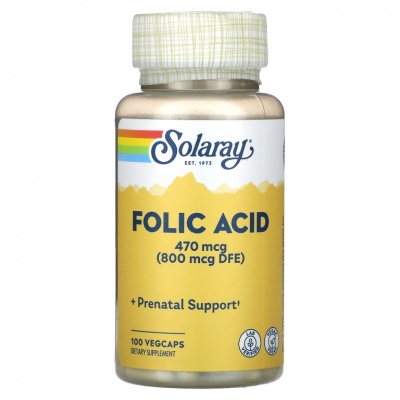 Фолиевая кислота Solaray Folic Acid 470 мкг 100 капсул